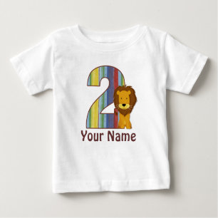 Camiseta Para Bebê T-shirt personalizado leão do segundo aniversário