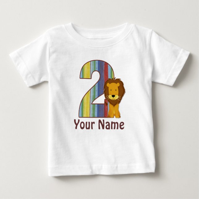 Camiseta Para Bebê T-shirt personalizado leão do segundo aniversário (Frente)