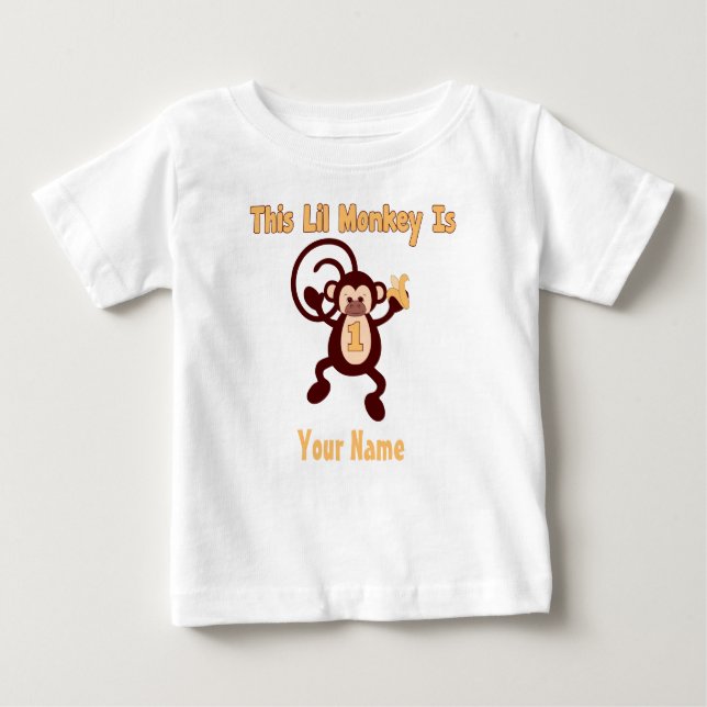 Camiseta Para Bebê T-shirt personalizado macaco do primeiro (Frente)