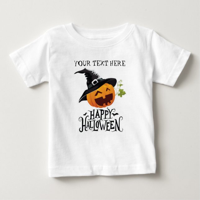 Camiseta Para Bebê T-Shirt Personalizável para Crianças de Halloween (Frente)