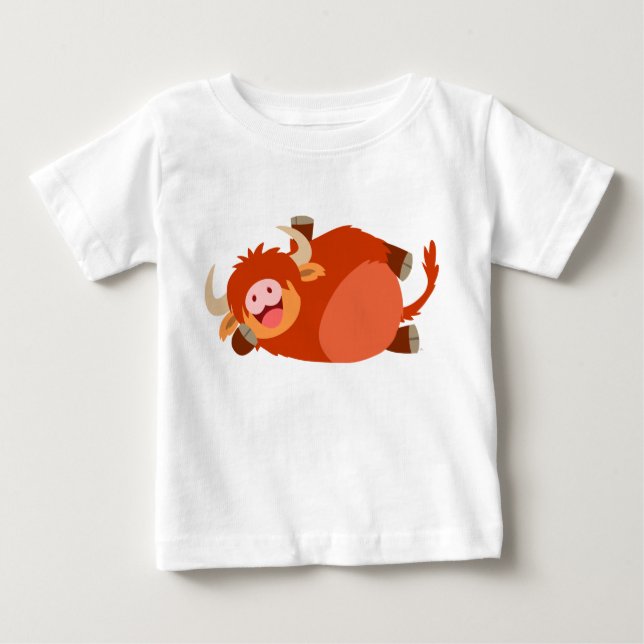 Camiseta Para Bebê T-shirt preguiçoso bonito do bebê da vaca das (Frente)