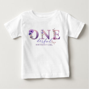 Camiseta Para Bebê T-Shirt primeiro aniversario de flor selvagem mara