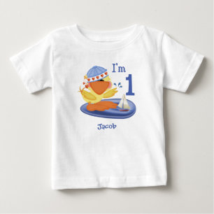 Camiseta Para Bebê T-Shirt primeiro aniversario Ducky Boy
