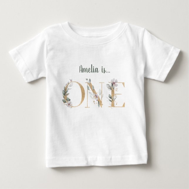 Camiseta Para Bebê T-Shirt primeiro aniversario Personalizado (Frente)