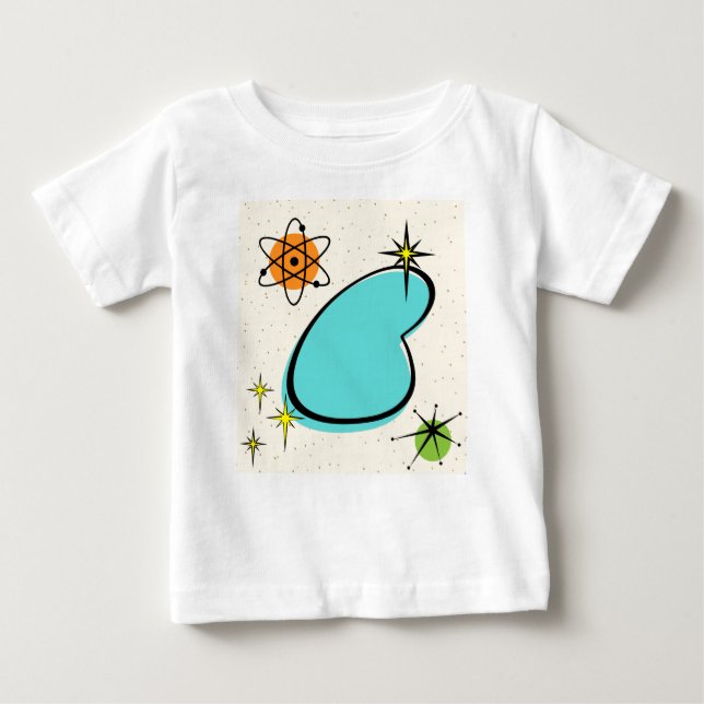 Camiseta Para Bebê T-Shirt Retro Atomic Boomerang e Starbursts (Frente)