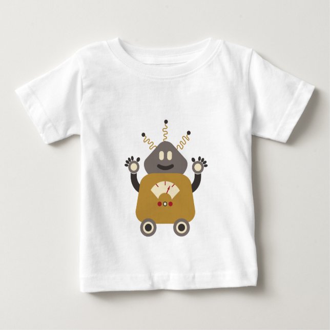 Camiseta Para Bebê T-Shirt Robô Retro-Bobo Engraçado (Frente)