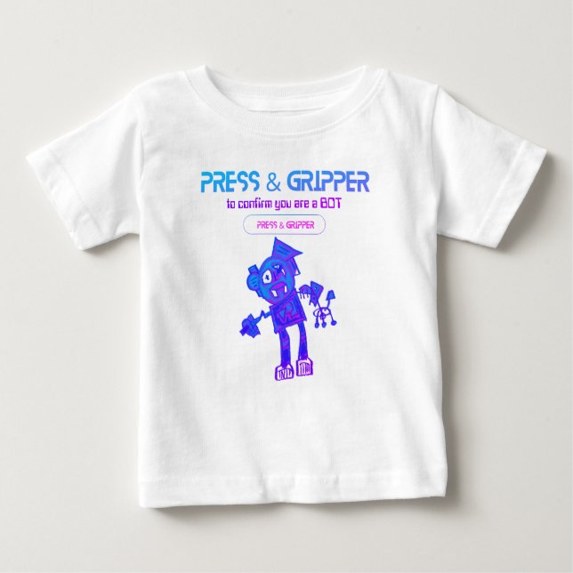 Camiseta Para Bebê T-shirt Robot Press & Gripper (Frente)