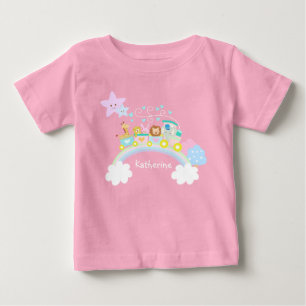 Camiseta Para Bebê T-Shirt Rosa Com Amor De Comboio
