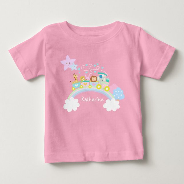 Camiseta Para Bebê T-Shirt Rosa Com Amor De Comboio (Frente)