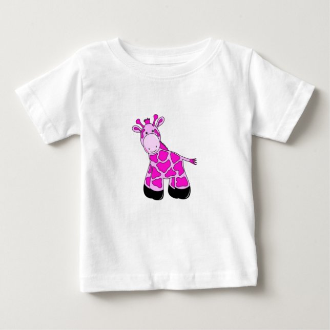 Camiseta Para Bebê T-Shirt Rosa Giraffe (Frente)