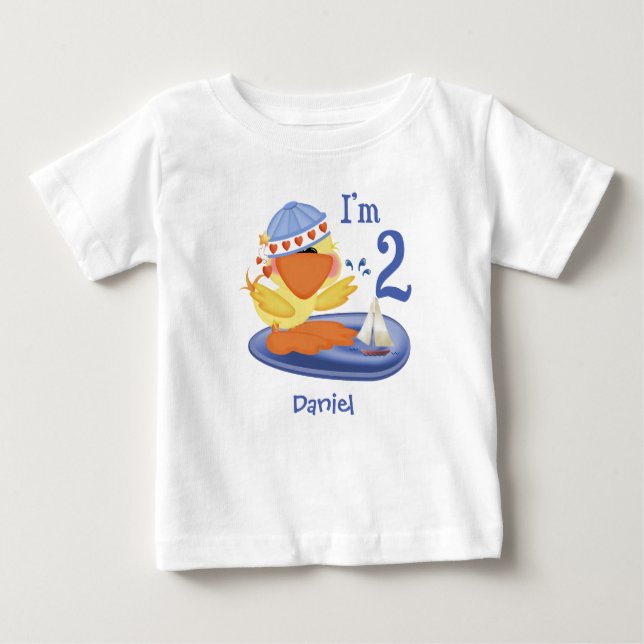 Camiseta Para Bebê T-Shirt segundo aniversário Ducky Boy (Frente)