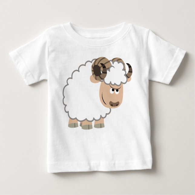 Camiseta Para Bebê T-shirt seguro bonito do bebê da ram dos desenhos (Frente)