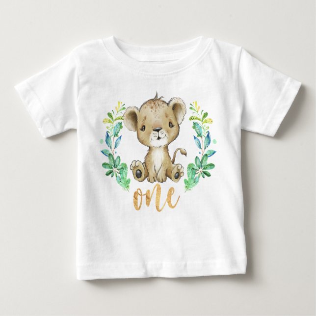 Camiseta Para Bebê T-Shirt Selvagem De Leão De Um primeiro aniversari (Frente)