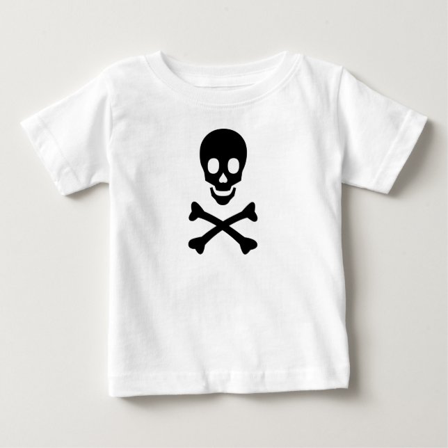 Camiseta Para Bebê T-Shirt Skull and Crossbones (Frente)