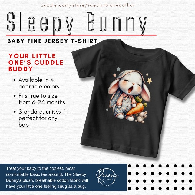 Camiseta Para Bebê T-Shirt Sleepy Bunny Baby Fine Jersey (Criador carregado)