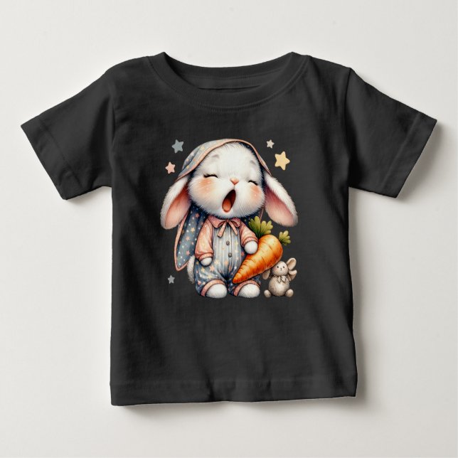 Camiseta Para Bebê T-Shirt Sleepy Bunny Baby Fine Jersey (Frente)