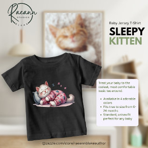 Camiseta Para Bebê T-Shirt Sleepy Kitten Baby Fine Jersey