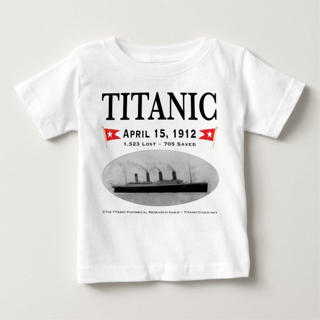 Camiseta Para Bebê T-shirt titânico da criança do navio do fantasma (Frente)