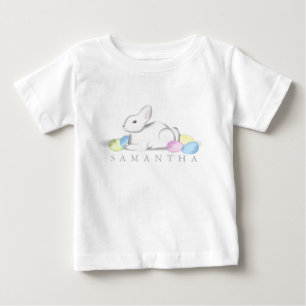 Camiseta Para Bebê T-Shirt White Bunny Baby Fine Jersey