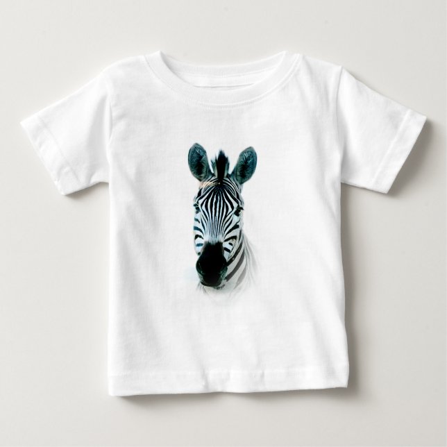 Camiseta Para Bebê T-shirts com retrato da cabeça-zebra (Frente)