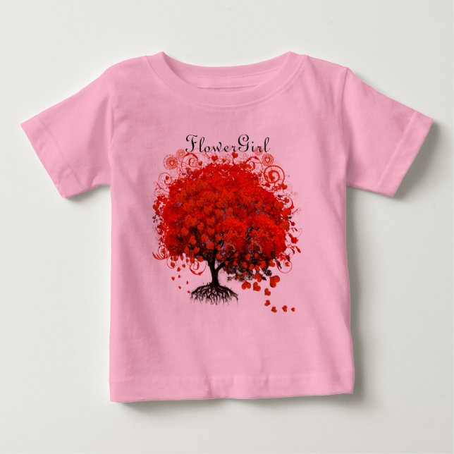 Camiseta Para Bebê T-Shirts de Casamento de Árvore Vermelha (Frente)