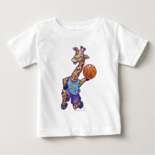 Camiseta Para Bebê T-Shirts de Criança Girafa de basquete