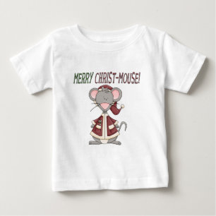 Camiseta Para Bebê T-shirts e presente do rato Cristo de feliz