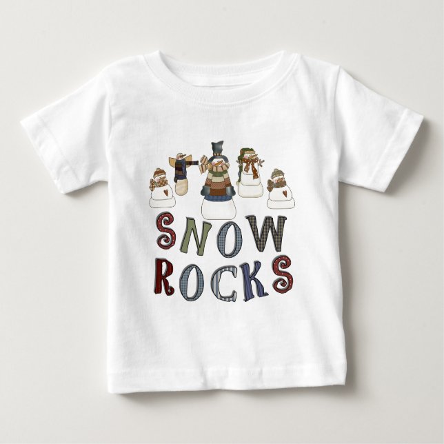 Camiseta Para Bebê T-shirts e presentes com rochas de neve (Frente)