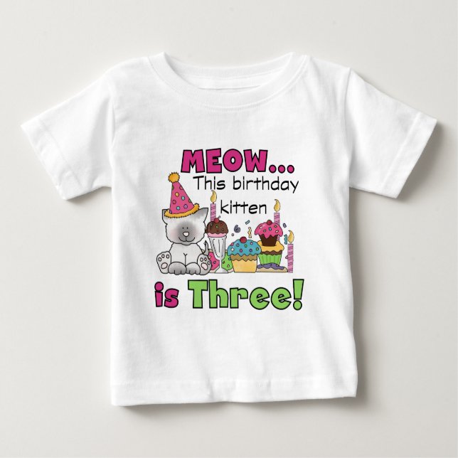Camiseta Para Bebê T-shirts e presentes do 3º Kitten (Frente)