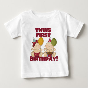 Camiseta Para Bebê T-shirts e presentes gêmeos primeiros aniversarios