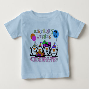 Camiseta Para Bebê T-shirts e presentes segundos aniversários Pinguin