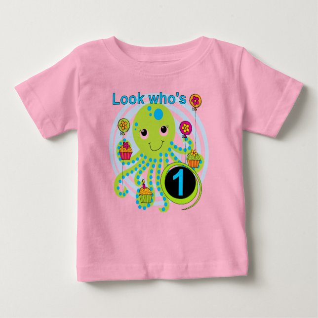 Camiseta Para Bebê T-shirts e primeiros aniversarios de polvo (Frente)