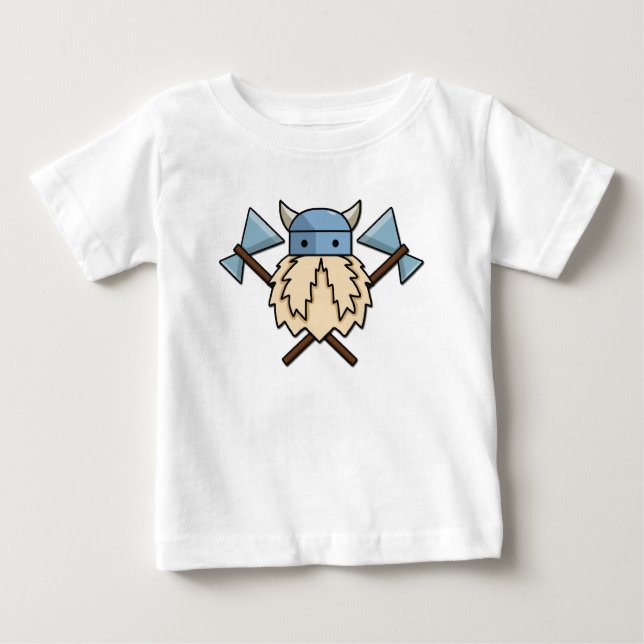 Camiseta Para Bebê T transversal do bebê dos machados de Viking (Frente)