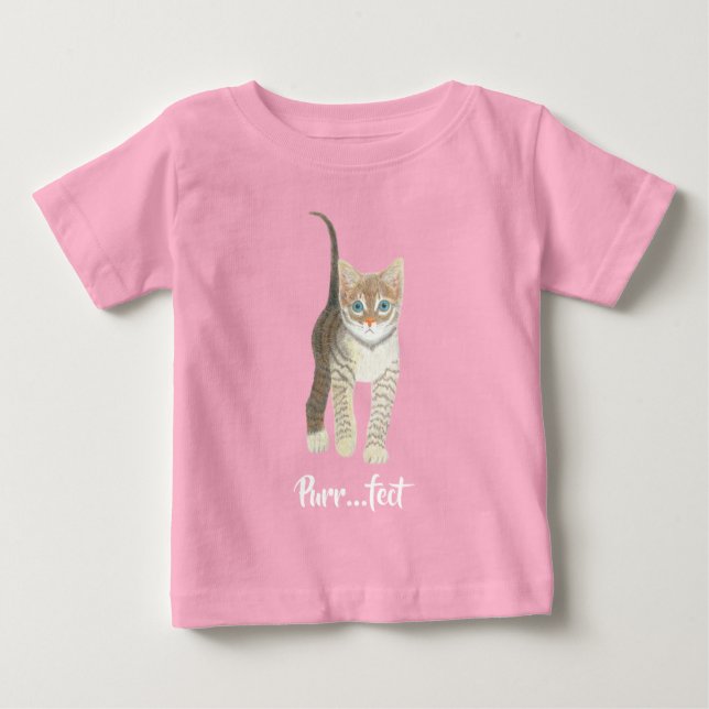 Camiseta Para Bebê Tabby Kitten Pink (Frente)