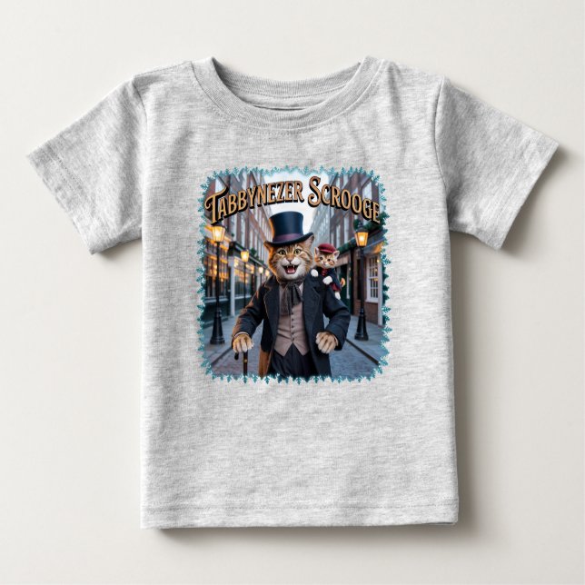 Camiseta Para Bebê Tabbynezer Scrooge Illustration – Tabby Scrooge (Frente)