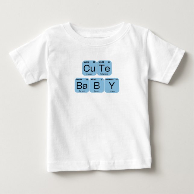 Camiseta Para Bebê Tabela Periódica de Elemento Bebê Fofo (Frente)