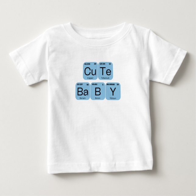 Camiseta Para Bebê Tabela Periódica de Elemento Fofo Bebê (Frente)
