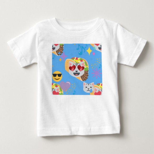 Camiseta Para Bebê taco cat emoji (Frente)