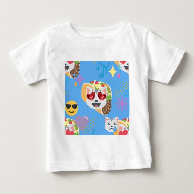 Camiseta Para Bebê taco cat emoji (Frente)