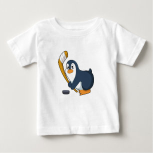Camiseta Para Bebê Taco de hóquei no gelo do Pinguim
