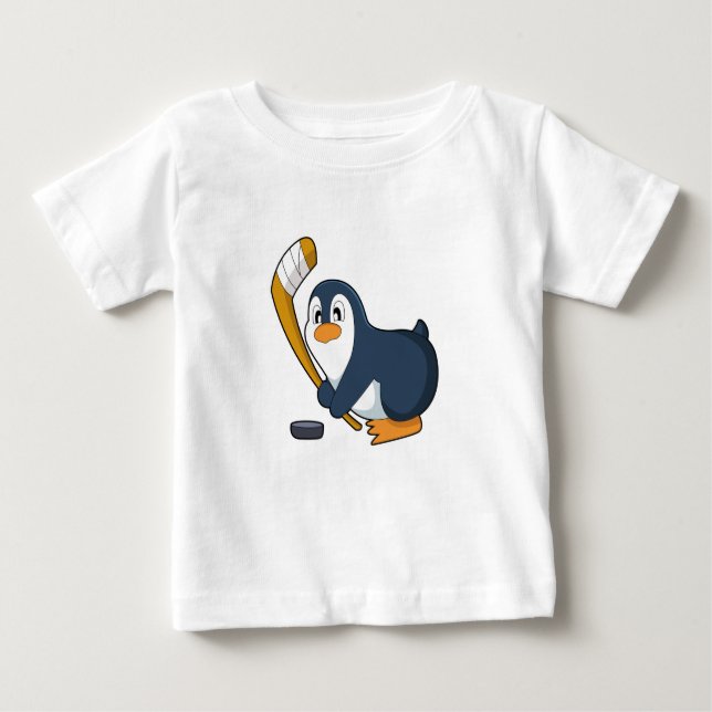 Camiseta Para Bebê Taco de hóquei no gelo do Pinguim (Frente)