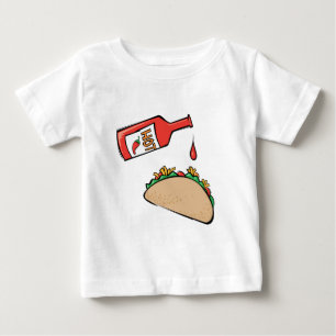 Camiseta Para Bebê Taco e molho picante