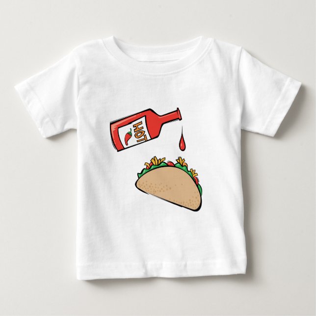 Camiseta Para Bebê Taco e molho picante (Frente)