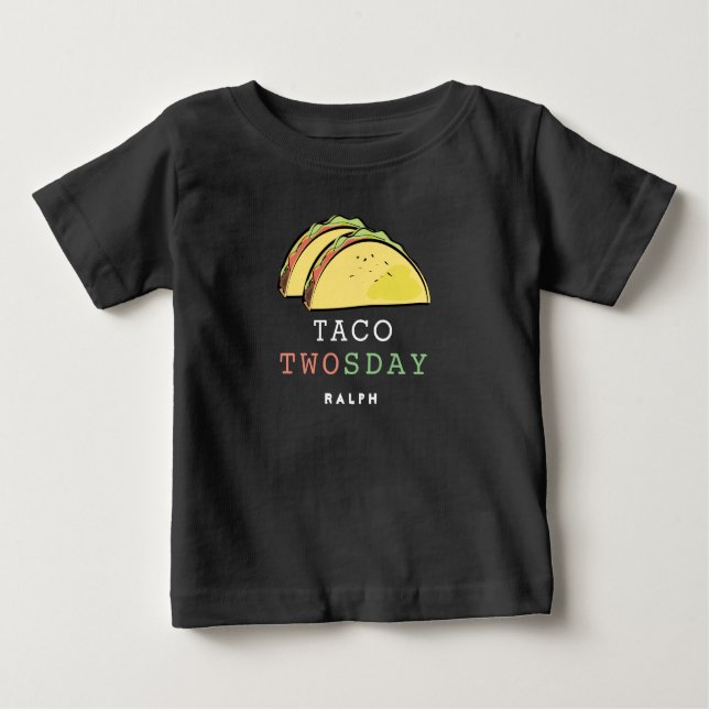 Camiseta Para Bebê Taco Garoto segundo aniversário de terça-feira no  (Frente)