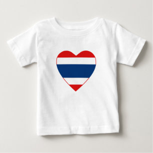 Camiseta Para Bebê Tailândia Flag Heart Shirt