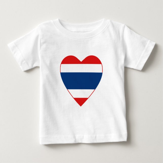 Camiseta Para Bebê Tailândia Flag Heart Shirt (Frente)