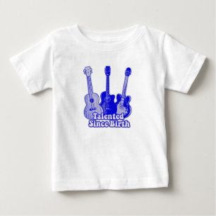 Camiseta Para Bebê Talento desde o nascimento. guitarras azuis vintag