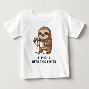 Camiseta Para Bebê Talvez Preciso De Café Mais Tarde - Humor Lenta