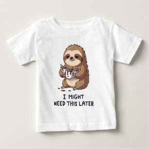Camiseta Para Bebê Talvez Preciso De Café Mais Tarde - Humor Lenta
