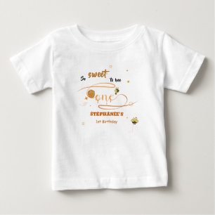 Camiseta Para Bebê Tão Doce Para Ser Uma Abelha Fofa 1º Aniversário